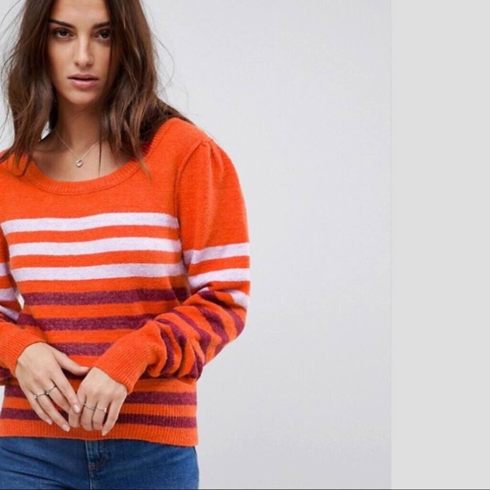 Free People Complete Me Sweater alpaca blend striped fuzzy